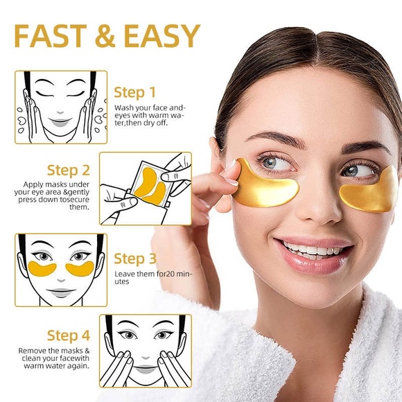 24k gold eye mask, dark circles eye mask,eye patches,with one yellow headband - Picture 5 of 7